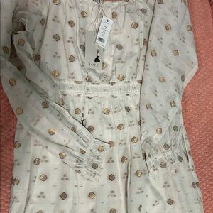 Joie Ivory and Metallic Long Sleeve Dress